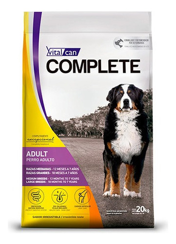 Vitalcan Complete Perro Adulto Raza Mediana Grande X 20 Kg