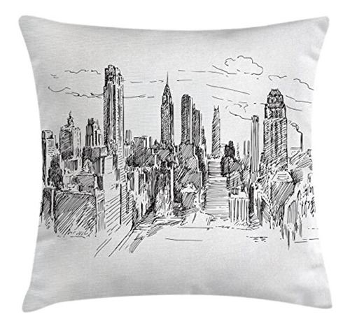 Ambesonne New York Throw Pillow Funda De Cojín, Dibujado A M