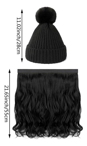 Gorro Con Extensiones De Pelo Largo Y Ondulado Y Rizado,