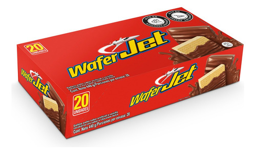 Chocolatina Jet Wafer  Plegadiza X 20 Unidades X 22 Gr