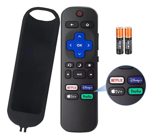 Domoko Control Remoto para Roku TV, Compatible Con Todos Los Tcl LG Onn Sharp Philips Hisense Jvc Rca Sanyo Haier Insignia Hitachi Magnabox, Con AAA Pilas y Funda Protectora