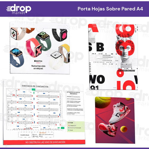 Imagen 5 de 10 de Porta Hojas A4 Sobre Pared | Pet Tipo Acrílico | X 1 U.
