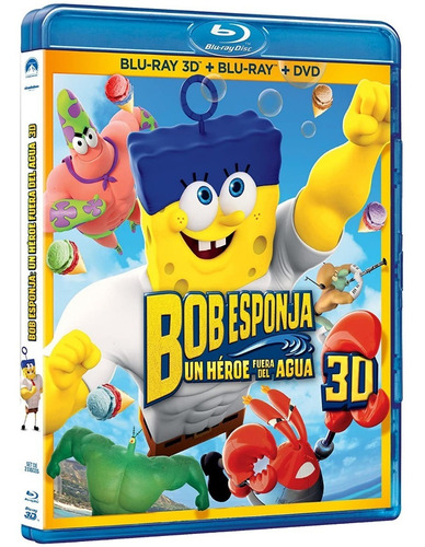 Bob Esponja Héroe Fuera Del Agua Blu Ray 3d + Blu Ray + Dvd