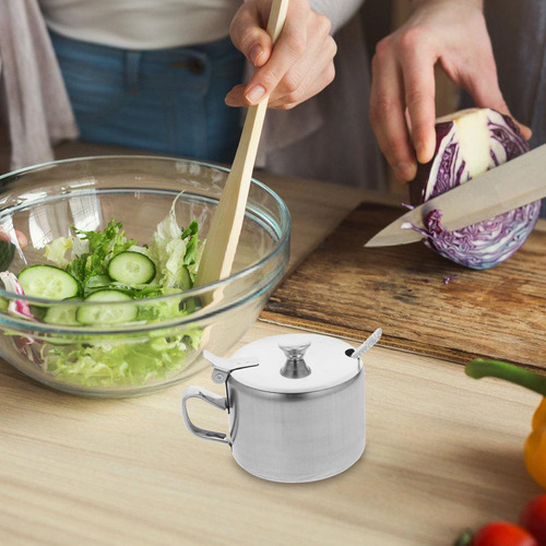 Tarro De Condimentos De Cocina Con Cazuela De Azúcar De Acer