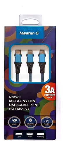 Cable Usb Master G 3 En 1 Micro Tipo C Y Para iPhone