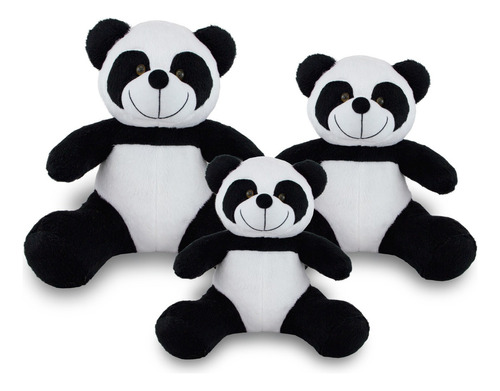 Trio De Ursinhos Panda Para Nichos 20cm, 25cm E 30cm Cor Padrão