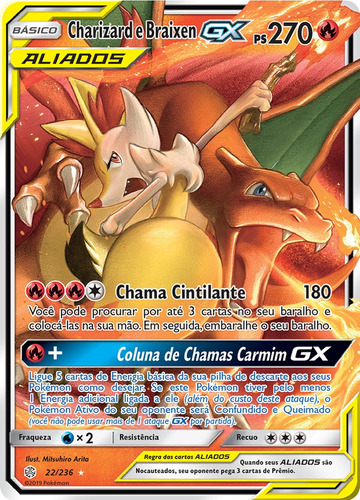  Carta Pokemon Charizard E Braixen Gx (22/236)