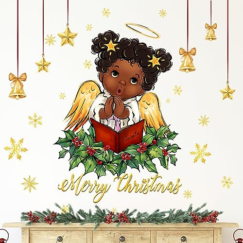 Pegatinas De Pared Con Diseño De Ángel De Niña Negra, Diseño