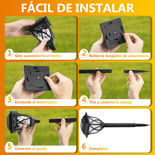 Bycray Juego De 6 Luces Solares Para Caminos De Jardín Luces