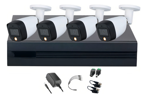 Kit Videovigilancia Cronos 4 Cámaras Dahua Bala Hfw1239cn-a Con Audio Fullcolor 2mp + Baluns + Accesorios - Kit Cctv Fullcolorkit-a-4csc (dvr Dahua Xvr1b04-i Circuito Cerrado)