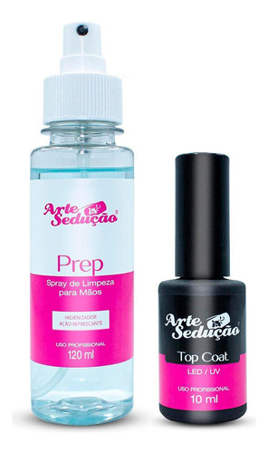 Kit Prep Spray 120ml + Top Coat Finalizador Alto Brilho 10ml