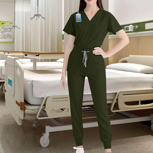 Conjunto De Uniforme De Enfermería Y Pantalones De Manga Cor