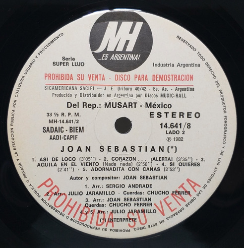 Vinilo Lp - Joan Sebastian - Joan Sebastian 1982 Argentina | MercadoLibre