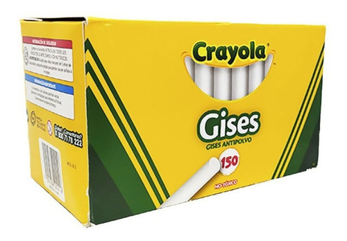 Caja 150 Gises Blancos Antipolvo Escolar Pizarron Crayola