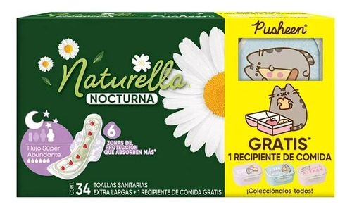 Toalla Femenina Naturella Nocturna Pushen + Recipiente