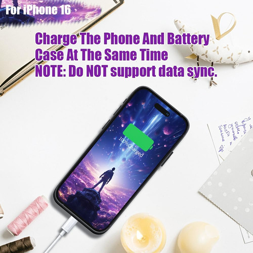 Funda De Batería Para iPhone 16, 5000 Mah Recargable Extendi