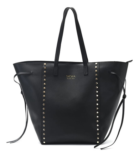 Cartera Shopper Mujer Negra Grande Tachas Le Mallette