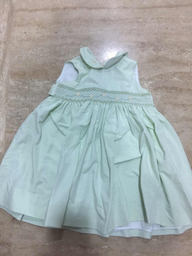 Vestido Niña Talla 2 Nido De Abeja Español Verde (a20)