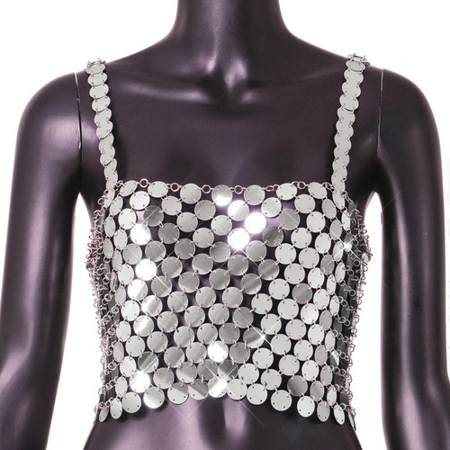 3 Lentejuelas De Moda Crop Top Midriff Baring Top Bralette