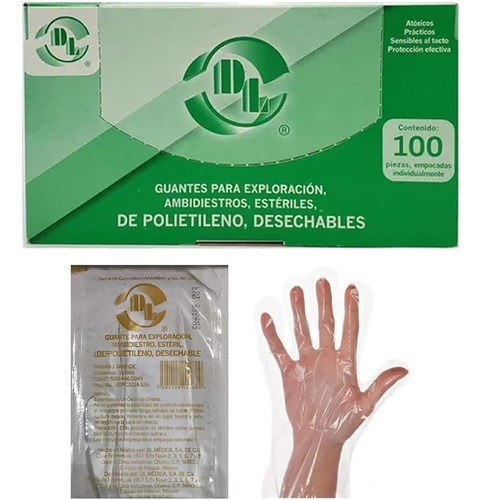 Guantes Para Exploración De Polietileno Caja Con 100 Piezas