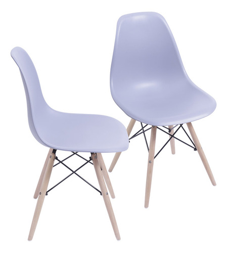 Cadeira de jantar BoxBit DKR Eames base madera, estrutura de cor  cinza, 2 unidades
