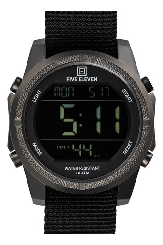 Reloj Táctico 5.11 Division Digital Correa Negro Bisel Negro Fondo Negro