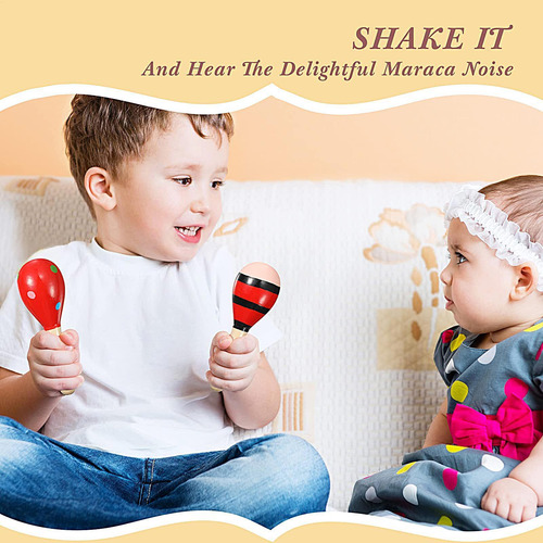 Maracas De Madera Para Niños Sonajeros De Percusión Manual D