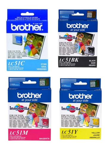 Cartucho Brother Lc51 Negro + Lc51 Colores Original Pack 4u