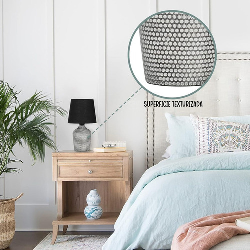 Imagen 2 de 8 de Lampara De Mesita De Noche Decorativa Con Caperuza
