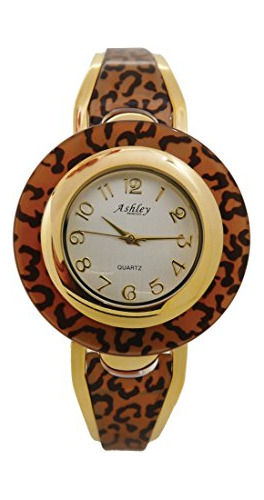 Reloj De Pulsera  Con Estampado Animal De Leopardo Y Esfera 