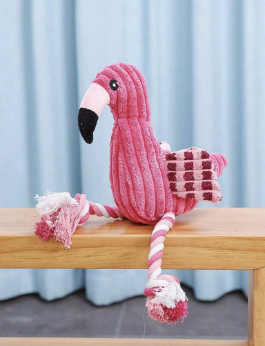Juguete Para Perro, Flamingo Peluche Con Cuerda Para Morder