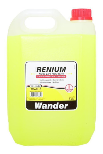 Líquido Anticorrosivo Radiador Amarillo Wander X 5 Lts X 4 U