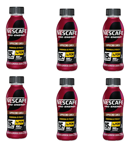 Pack Com 6 Uni Pro Energy Capuccino Canela 270ml Nescafé