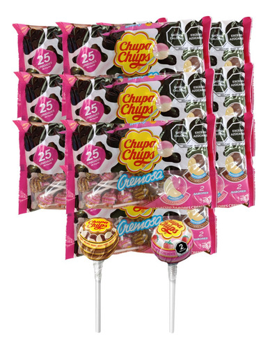 Chupa Chups 75pz Paleta Helado Fresas Crema Choco Vainilla