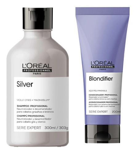Kit Loreal Shampoo Silver 300ml + Cond. Blondifier 200ml