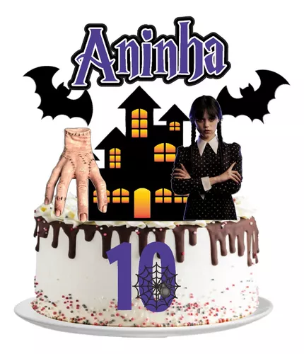 Topper Para Bolo Festa Aniversário Wandinha Addams 4 Un