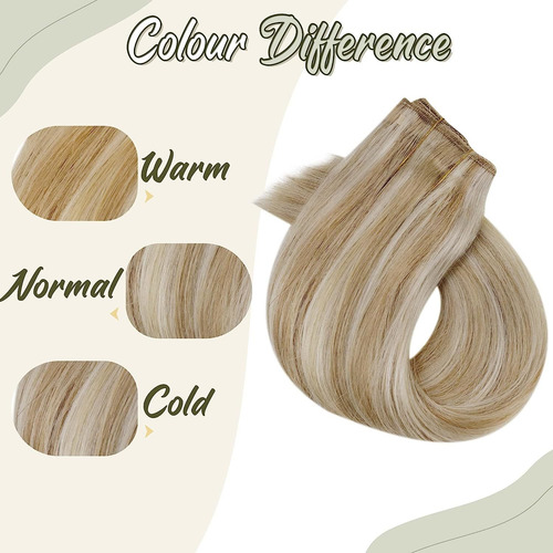 Extensiones Cabello Humano 1pz Rubio Con Mechas Cl 16in 80gr