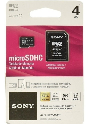 Memoria Micro Sd 4gb Sony Con Adaptador