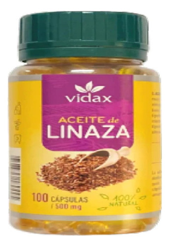 Aceite De Linaza 500mg Vidax Regula Colesterol 100 Capsulas