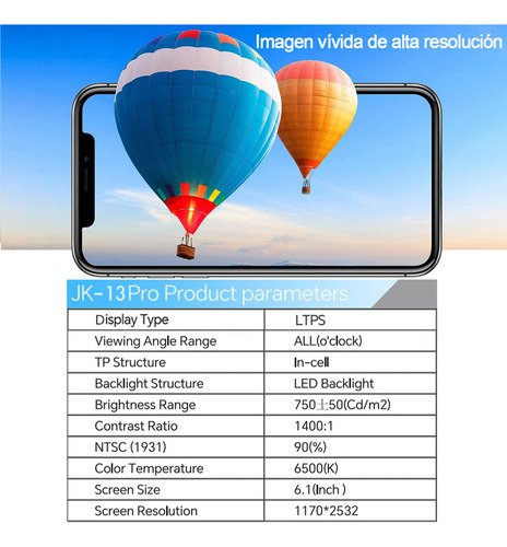 Pantalla Lcd Táctil Incell para iPhone 13 Pro Xdr oled Display Pantalla de Visualización Fhd Full Hd diseñado por Land Cast y Fabricado por Jk