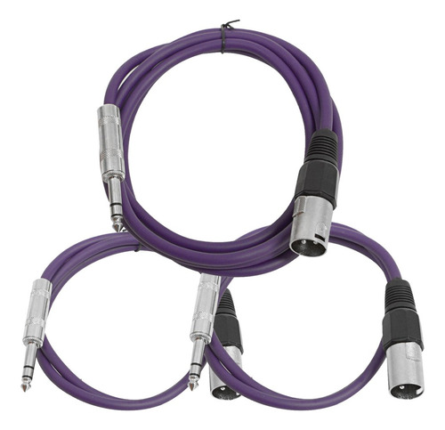 Seismic Audio - Satrxl-m3c-morado - Paquete De 3 Cables De .