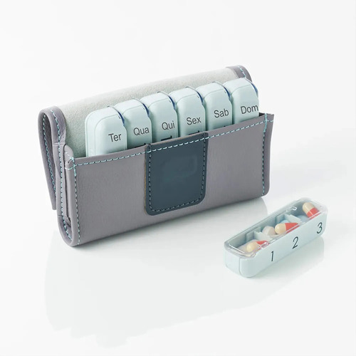 Porta Comprimido Pilulas Semanal C/ Bolsa Mini Pil Box