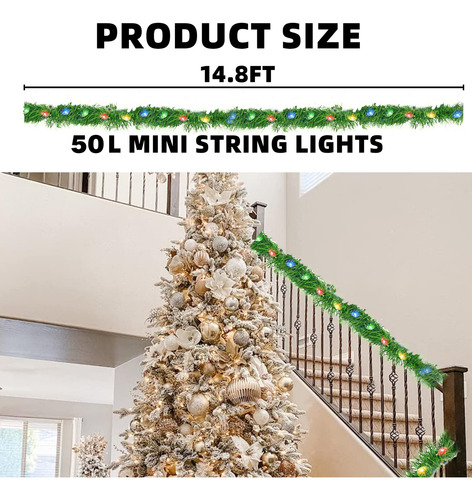 Guirnalda De Navidad Artificial 4.5 Metros 50 Luces Led