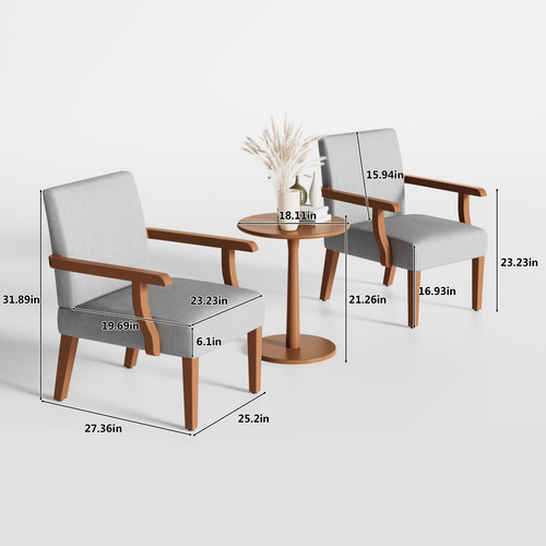 Juego De 2 Sillas Decorativas Con Mesa Auxiliar Redonda
