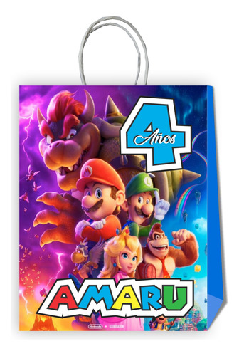 10 Bolsas Cumpleaños Super Mario #2 Personalizadas