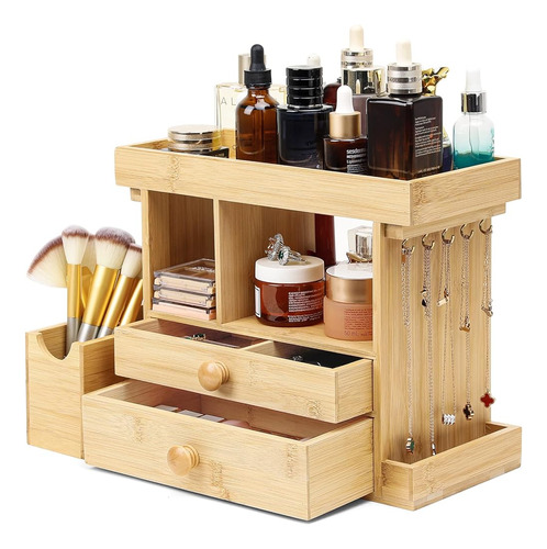 Homde Bamboo Makeup Organizer Cosmetic Jewelry Storage Organ