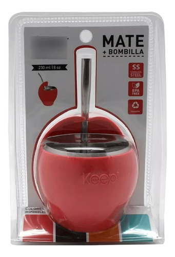 Set Mate Y Bombilla Acero Inoxidable 230ml Keep