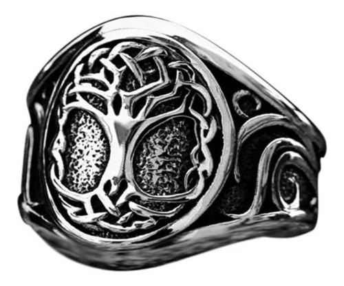 Anillo Nordico Vikingo Arbol De La Vida , Acero Inoxidable