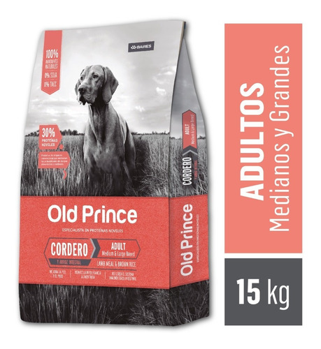 Alimento Old Prince novel para perro adulto sabor cordero y arroz en bolsa de 15 kg