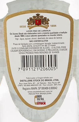 Imagem 4 de 5 de Licor Curaçau Trip Sec Stock 720ml